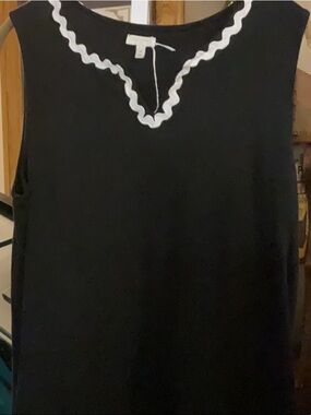 Talbots Black Sleeveless Dress Sz M Ptp 20-26 Length 37 100% Cotton
